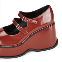 Glossy Burgundy Red Platform Mary Jane Shoes