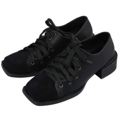 Square Toe Lace Up Vintage Academia Shoes