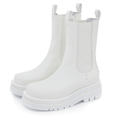 Light Pastel Chelsea Boots Thick Sole  - White Color