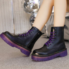 Thick Purple Sole High Ankle Unisex Alternative Boots